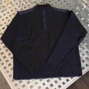 Ted Baker quarter zip sweater. Wool blend/faux suede. Black. Size 5 (US XL)